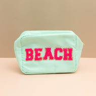 Large Travel Pouch BEACH Mint/ Hot Pink