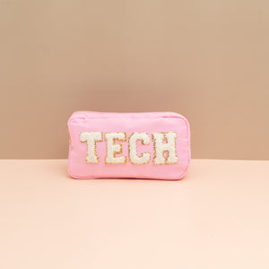 Small Travel Pouch Tech Pink/ White