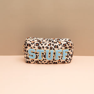 Medium Travel Pouch STUFF Leopard/ Blue