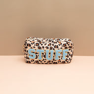 Medium Travel Pouch STUFF Leopard/ Blue