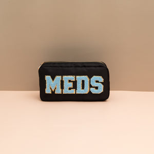 Small Travel Pouch MEDS Black/ Blue