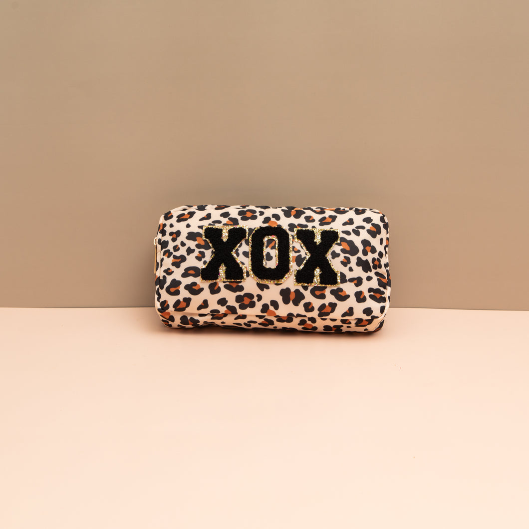 Small Travel Pouch XOX Leopard/ Black