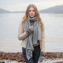 Load image into Gallery viewer, Alpaca Travel Shawl + Pillow Steele Grey
