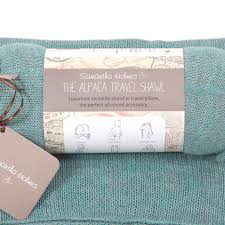 Alpaca Travel Shawl + Pillow Aquamarine